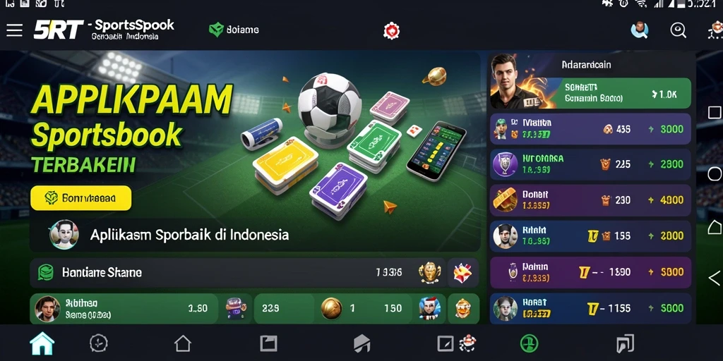 Tampilan antarmuka 5RT yang menawan dengan fitur taruhan olahraga.