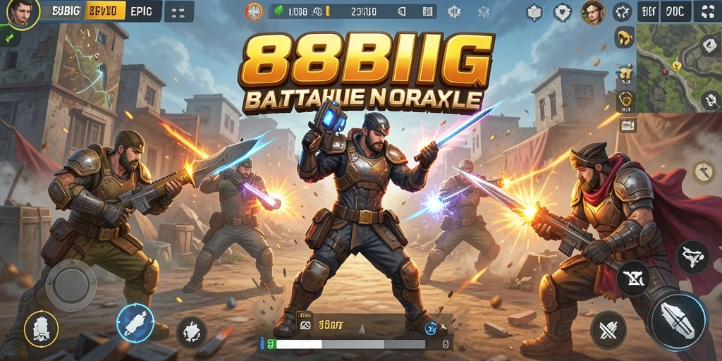 Tampilan gameplay 88BIG dalam aksi Battle Royale yang mendebarkan.