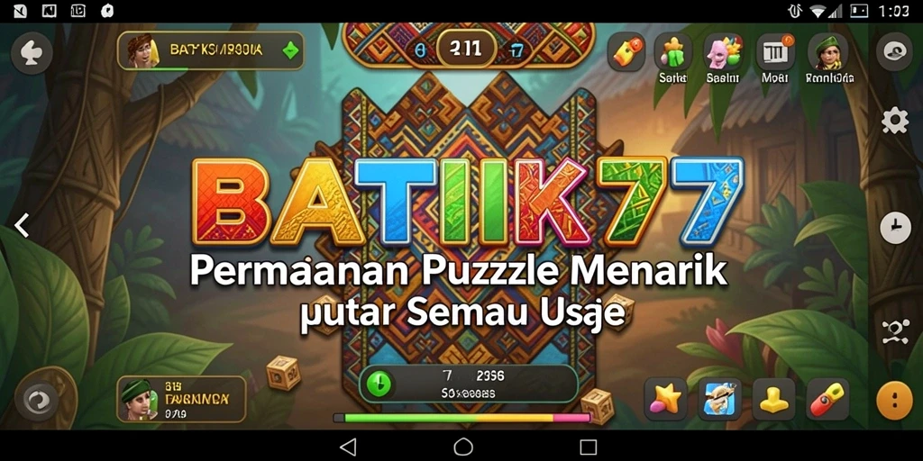 Tampilan gameplay menantang dalam permainan puzzle BATIK77.
