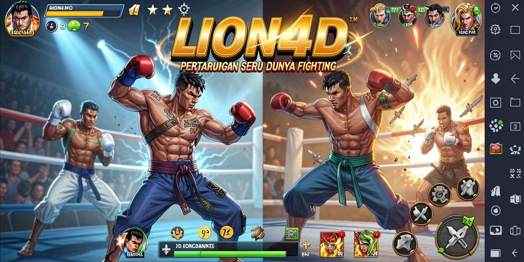 Screenshot utama LION4D menampilkan aksi pertarungan yang mendebarkan.
