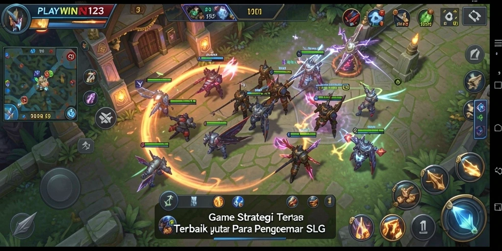 Tangkapan layar gameplay strategis yang penuh aksi dari PLAYWIN123.