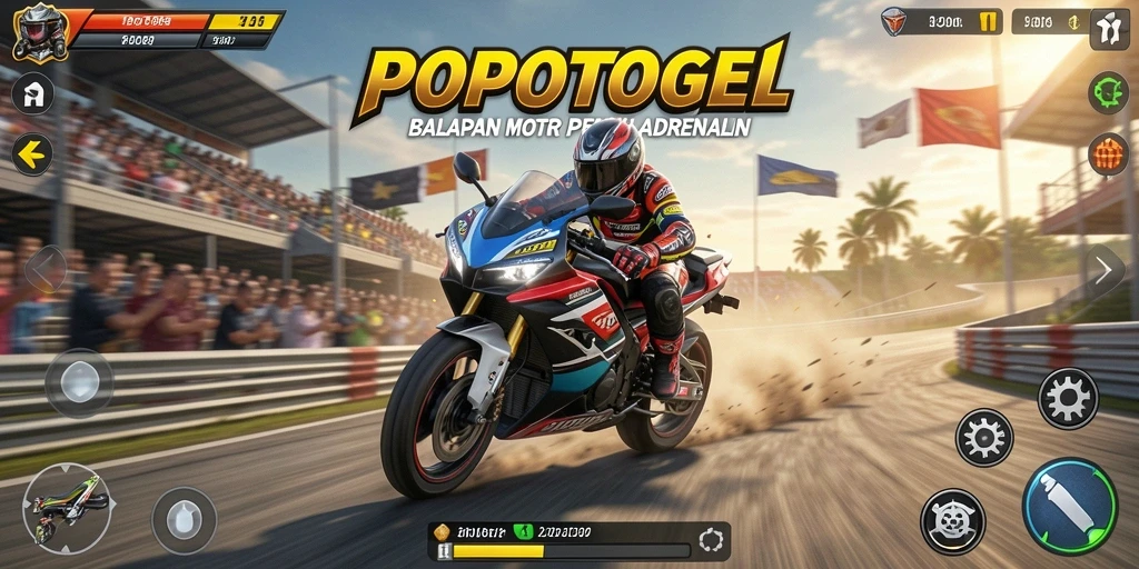 Tampilan gameplay seru dengan motor balap yang cepat.