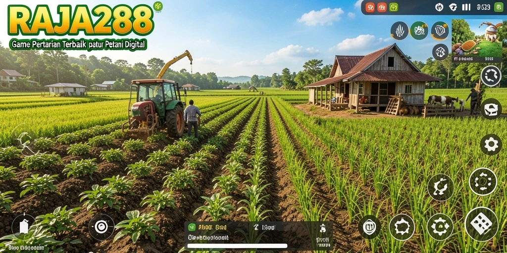 Tampilan gameplay RAJA288 dengan aktivitas pertanian yang seru dan interaktif.