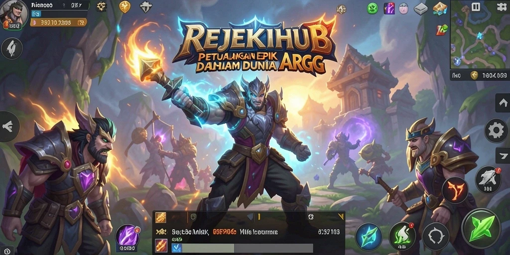 Screenshot gameplay utama REJEKIHUB menampilkan pertarungan mendebarkan dalam dunia ARPG.