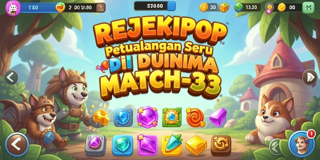 Screenshot gameplay REJEKIPOP yang menampilkan serunya permainan Match-3.