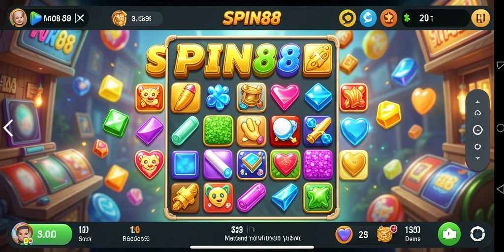Tampak gameplay seru dalam SPIN88 dengan berbagai kombinasi warna.