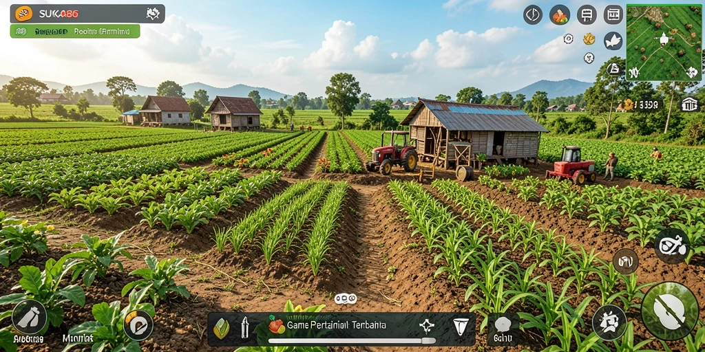 Screenshot gameplay SUKA86 menampilkan aktivitas pertanian yang seru.