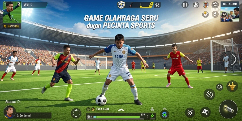 Tangkapan layar gameplay V98 yang menunjukkan aksi olahraga mendebarkan.
