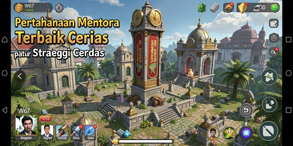 Gameplay Tower Defense yang mendebarkan dengan menara yang strategis.